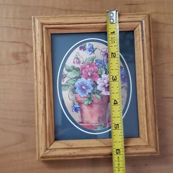 Small Vintage Floral Wood Framed Picture Wall Decor 6.5 " x 5" - Picture 3 of 4